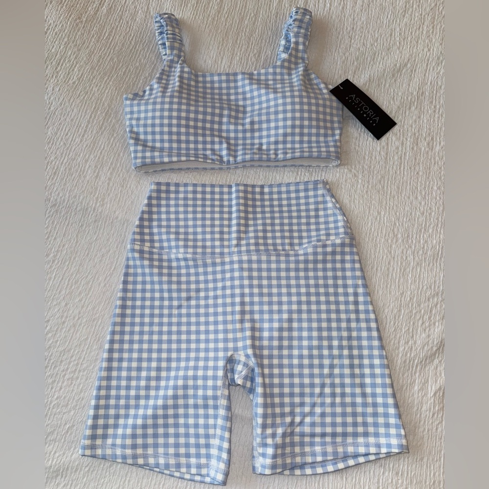Astoria Blue Gingham Activewear Set